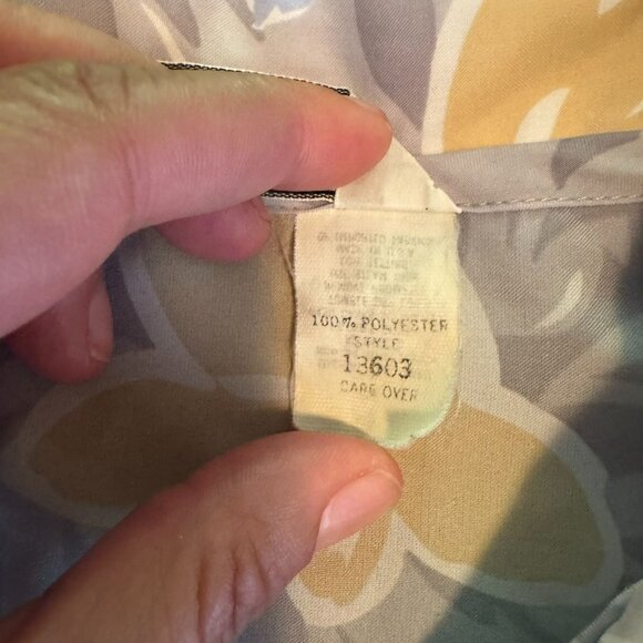 Vintage 70s 80s Gray Floral Long Sleeve Blouse, Oversized Collar, Size 12 - Picture 4 of 8